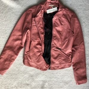 Adorable Pink Faux-Leather Jacket